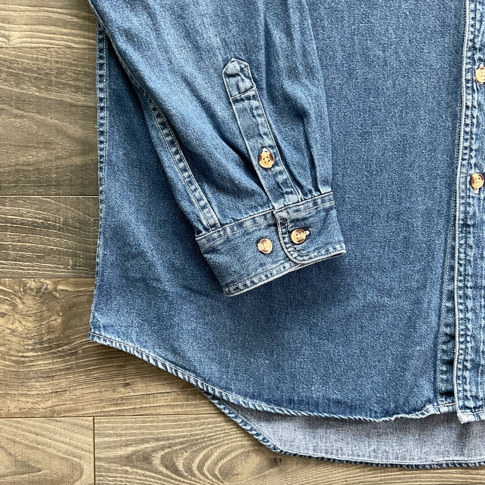 VTG Cabela’s Outdoor Gear Denim Jean Shirt Men’s XL Blue Button Up Long Sleeve - Picture 2 of 9